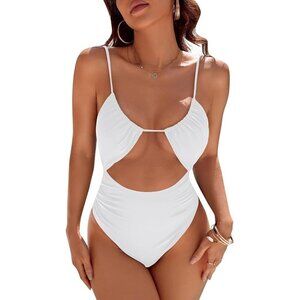 Blooming Jelly Women's One Piece Swimsuit - White, Size L, NWT